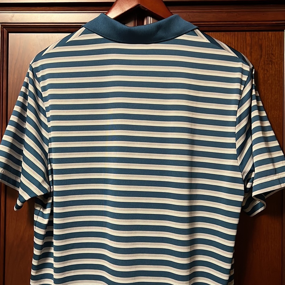 Adidas Rare Wailea Maui Hawaiian Striped Tournament Golf Polo Green,Gray & White - Picture 7 of 8